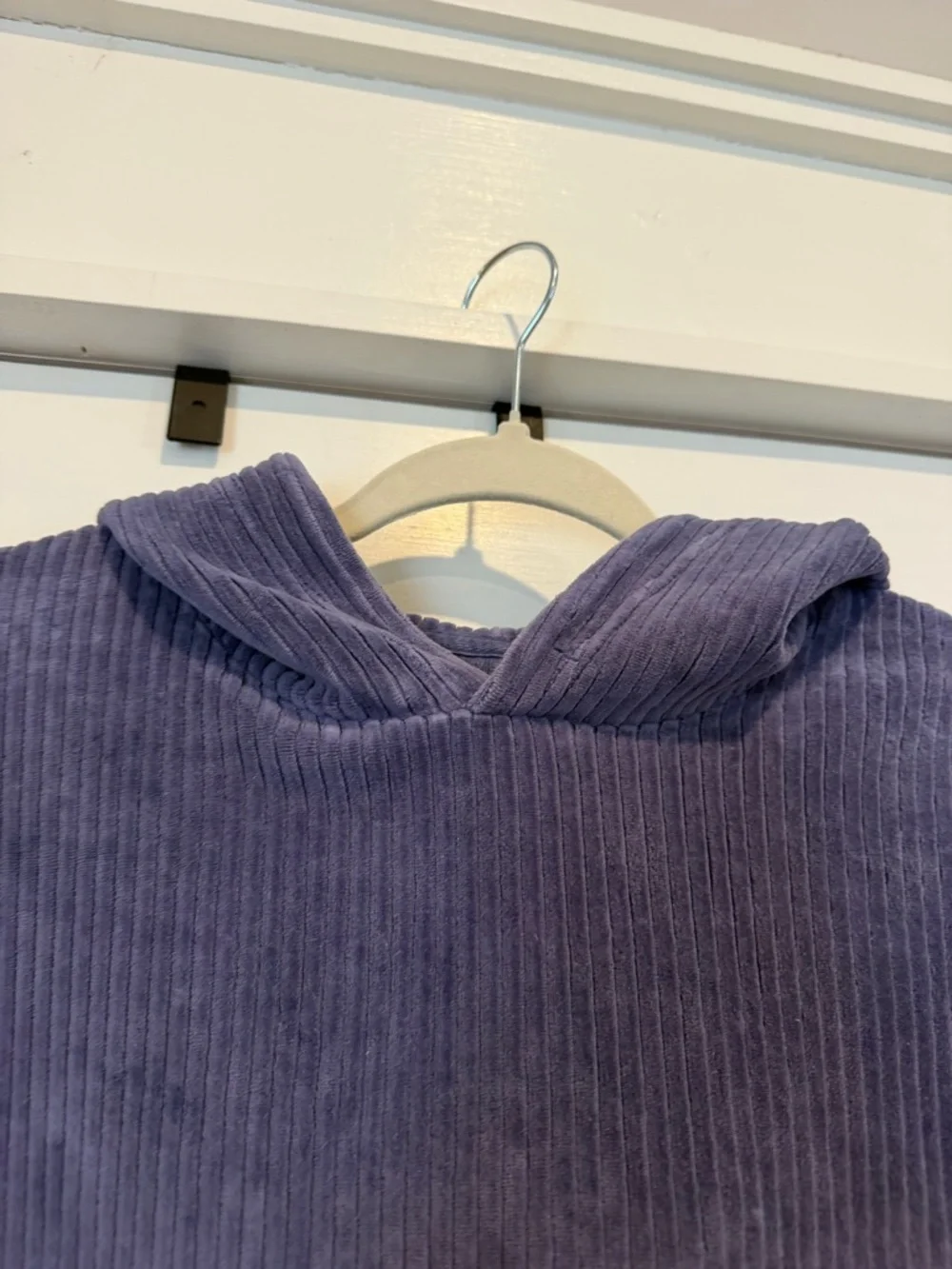 aerie Corduroy Hooded Pullover in Dusty Blue - Picture 4 of 6